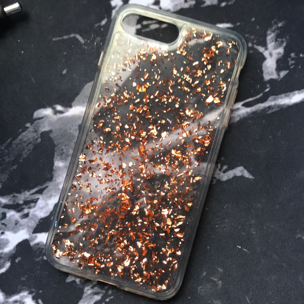 Iphone 7+  rose gold glitter phone case